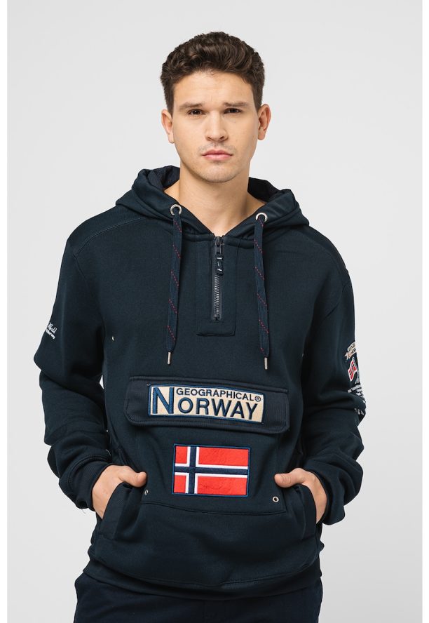 Худи Gymclass с къс цип и бродирано лого Geographical Norway