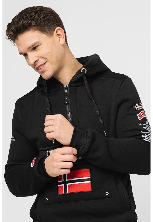 Худи Gymclass с къс цип и бродирано лого Geographical Norway