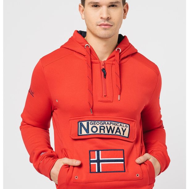 Худи Gymclass с къс цип и бродирано лого Geographical Norway