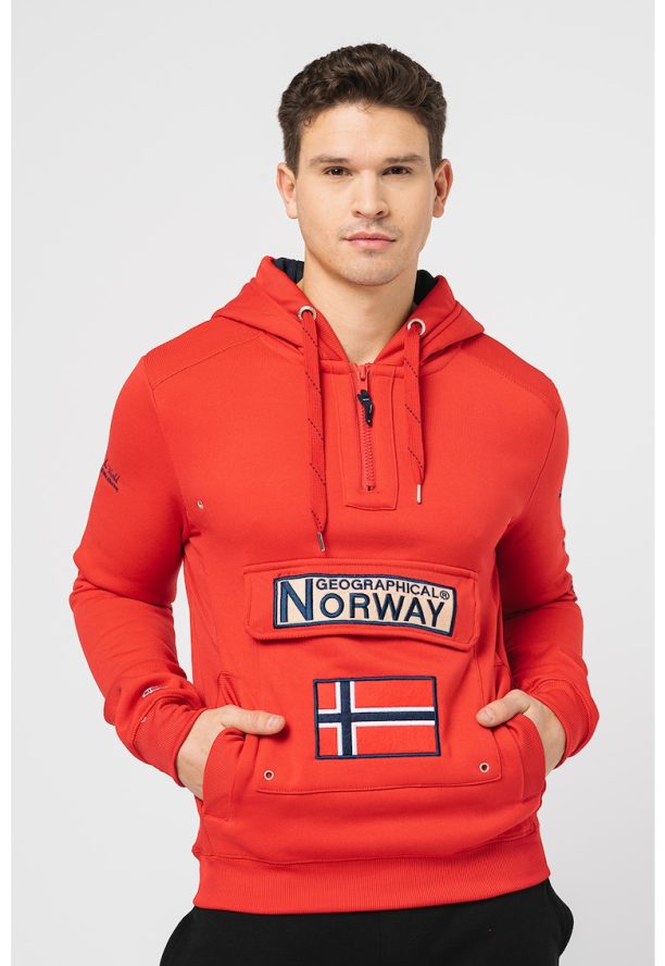 Худи Gymclass с къс цип и бродирано лого Geographical Norway