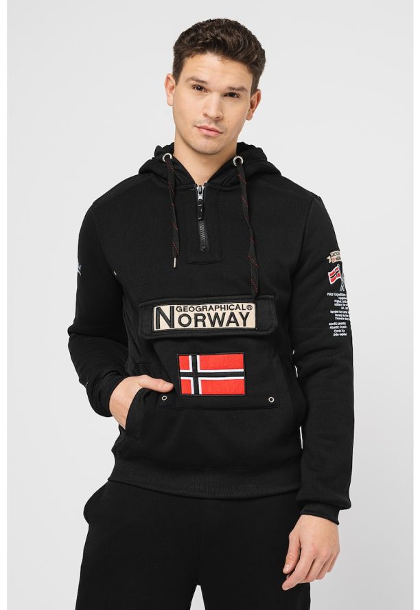 Худи Gymclass с къс цип и бродирано лого Geographical Norway