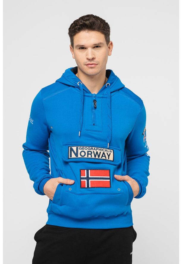 Худи Gymclass с къс цип и бродирано лого Geographical Norway