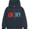 Худи с цип и ръкави реглан DKNY