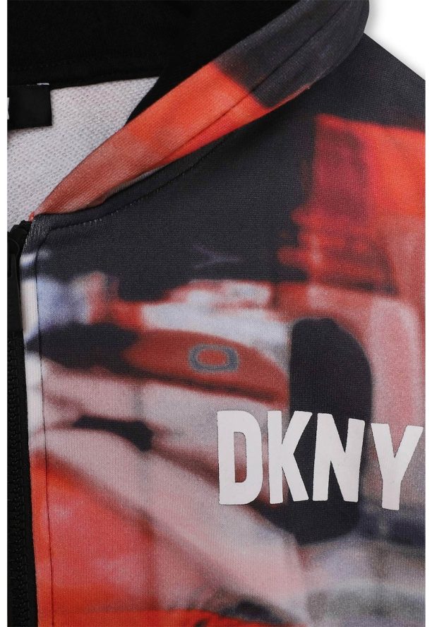 Худи с щампа и цип DKNY