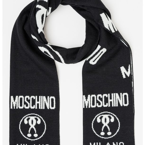 Шал с вълна и контрастно лого Moschino