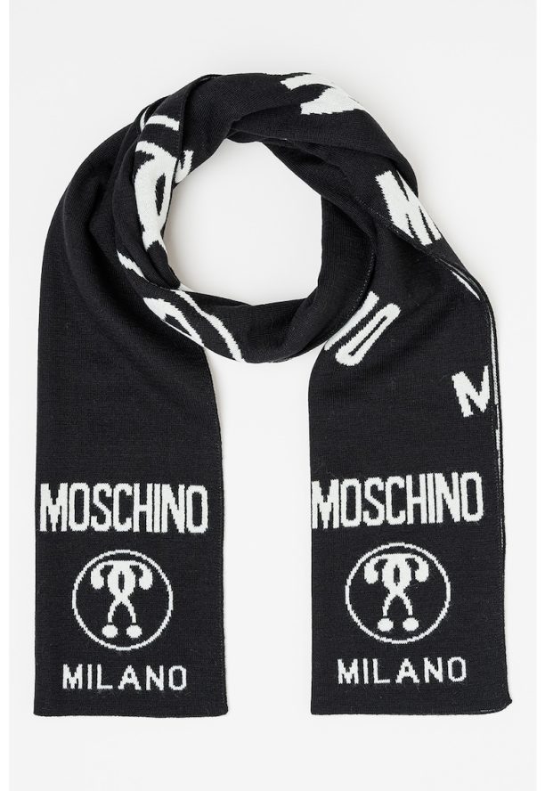 Шал с вълна и контрастно лого Moschino