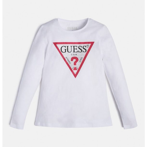 Блуза с декоративни камъни и лого GUESS JEANS