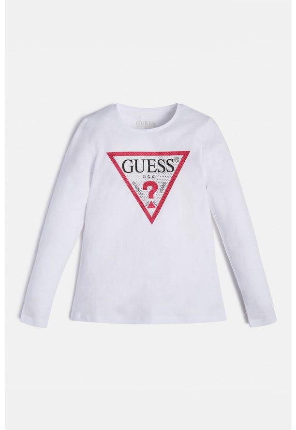 Блуза с декоративни камъни и лого GUESS JEANS