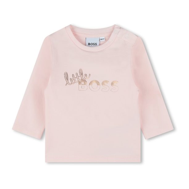 Блуза с лого и овално деколте BOSS Kidswear