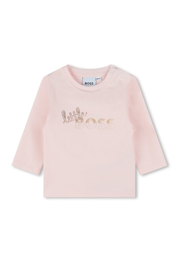 Блуза с лого и овално деколте BOSS Kidswear