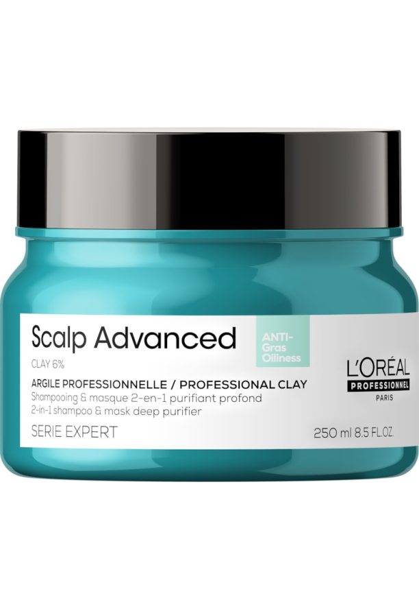 Глинена маска 2 в 1  Serie Expert Scalp Advanced - За многократна употреба - За мазен скалп - С 6% глина - 250 мл LOreal Professionnel