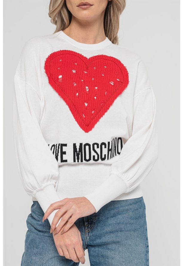 Пуловер със сърцевидна шарка Love Moschino