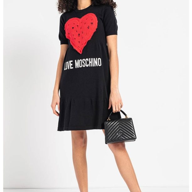 Рокля с лого и разкроен подгъв Love Moschino