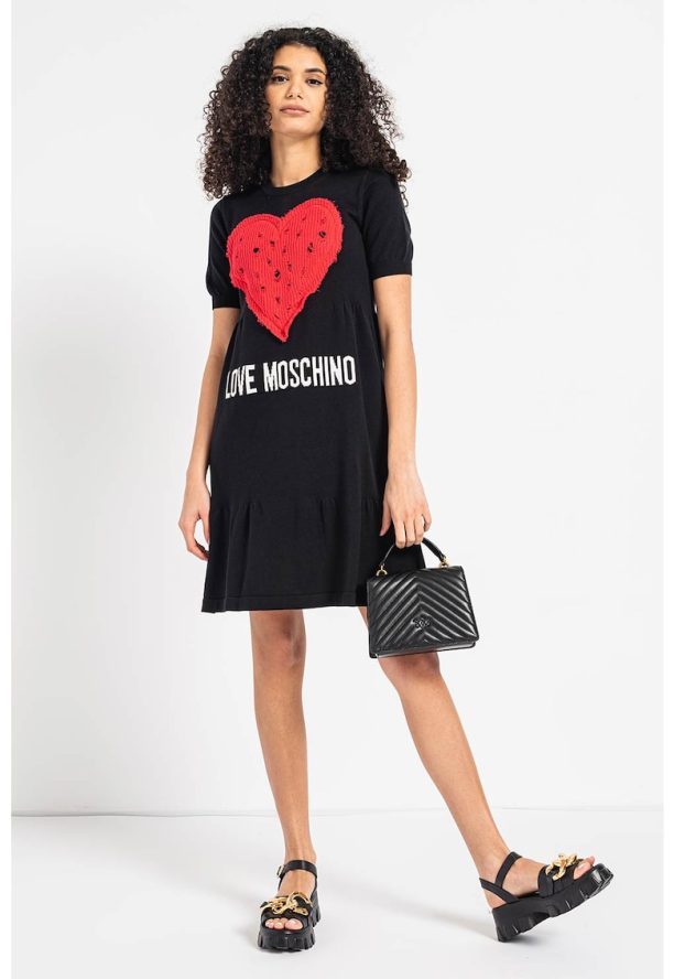 Рокля с лого и разкроен подгъв Love Moschino