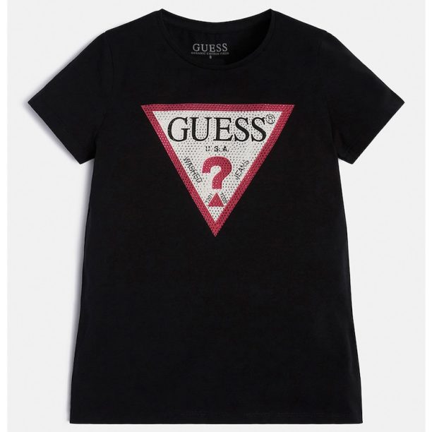 Тениска с лого и декоративни камъни GUESS JEANS