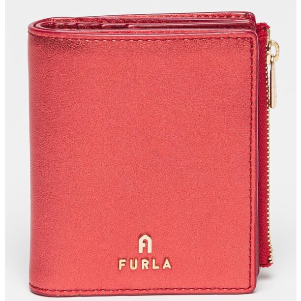 Кожен портфейл Camelia с двойно прегъване и ефект металик Furla