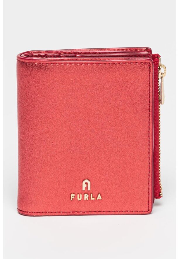 Кожен портфейл Camelia с двойно прегъване и ефект металик Furla