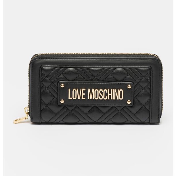 Портфейл от капитонирана еко кожа с цип Love Moschino