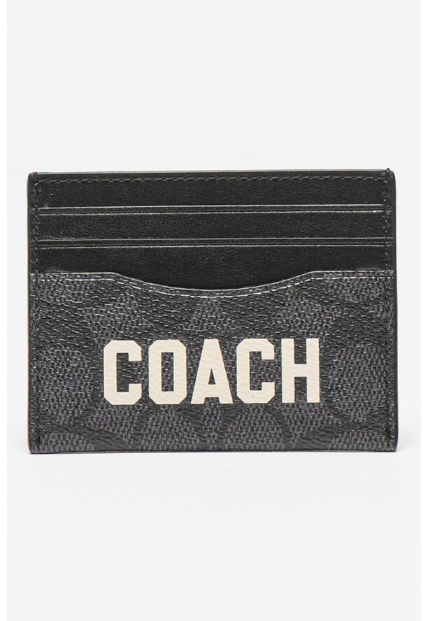 Кожен калъф за карти с лого Coach