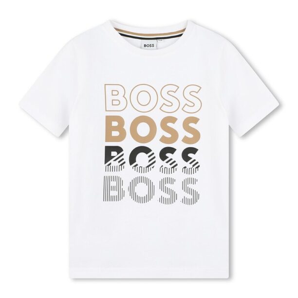 Памучна тениска с лого BOSS Kidswear