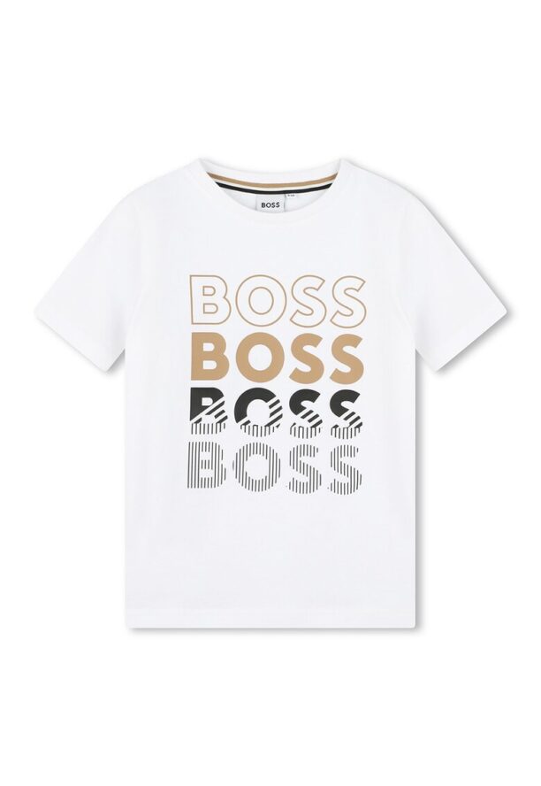 Памучна тениска с лого BOSS Kidswear