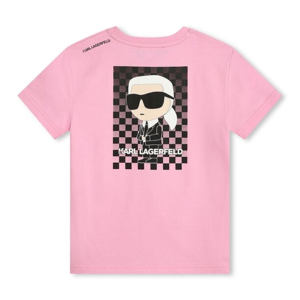 Памучна тениска с овално деколте KARL LAGERFELD KIDS