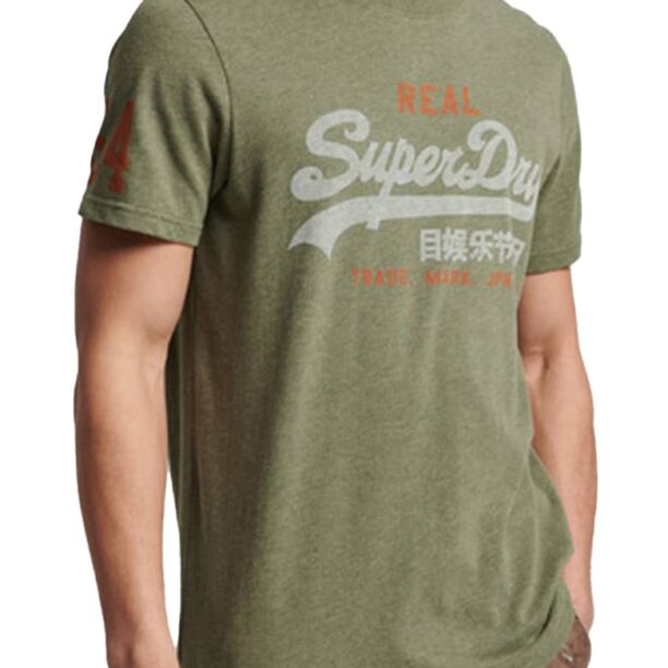 Тениска Vintage Classic с лого и овално деколте SUPERDRY