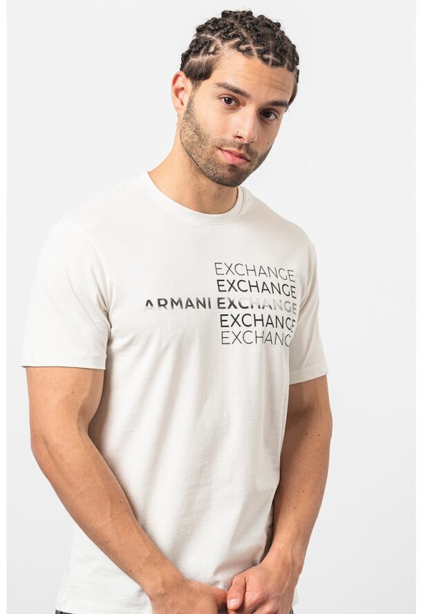 Тениска с овално деколте и лого ARMANI EXCHANGE