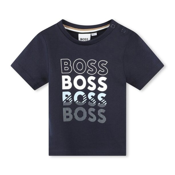 Тениска с овално деколте и лого BOSS Kidswear