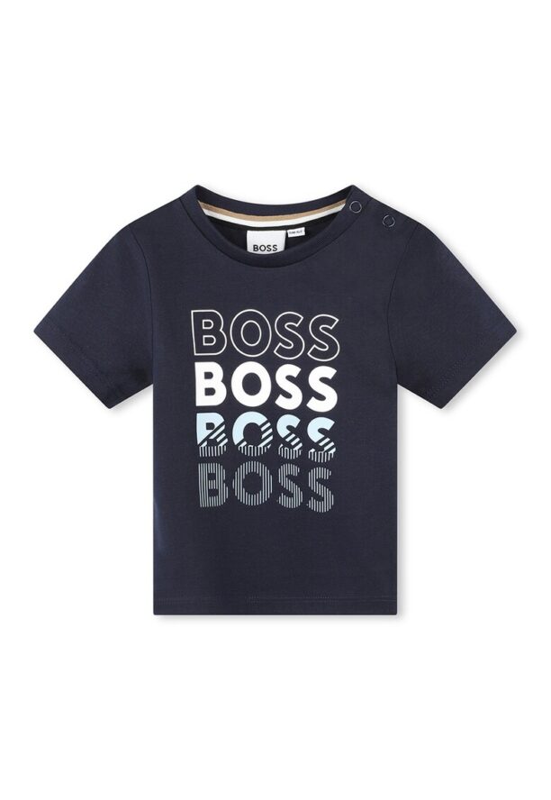 Тениска с овално деколте и лого BOSS Kidswear