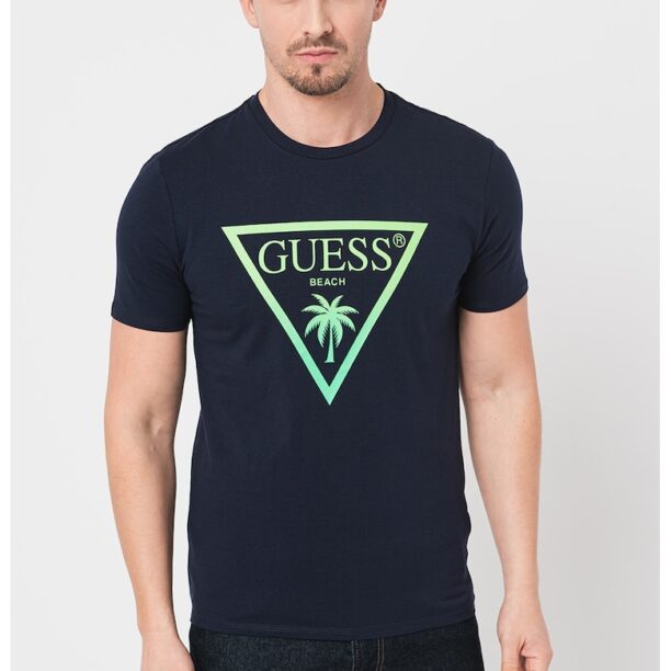 Тениска с овално деколте и лого GUESS JEANS