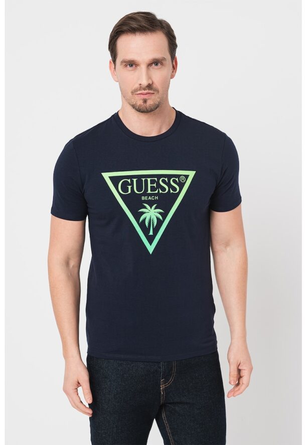 Тениска с овално деколте и лого GUESS JEANS