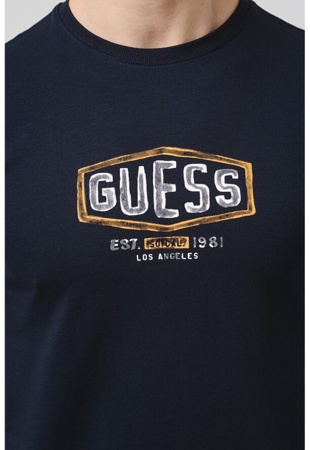 Тениска с овално деколте и лого GUESS JEANS