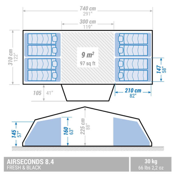 Палатка с надуваема конструкция air seconds 8.4 f&b