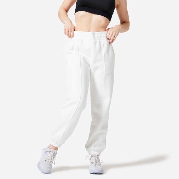 Women's fitness fleece warm pant - 500 white