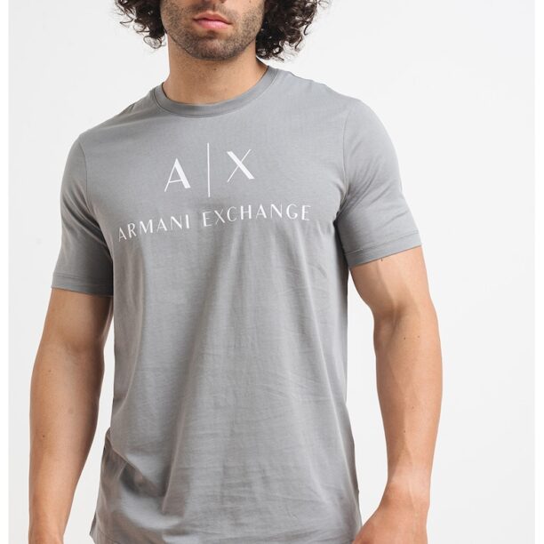 Вталена памучна тениска с лого ARMANI EXCHANGE