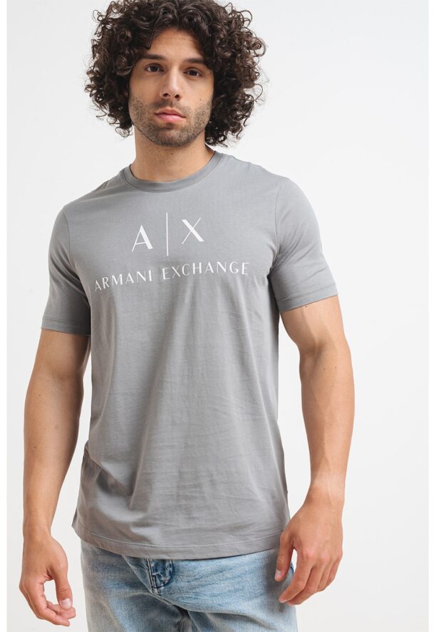 Вталена памучна тениска с лого ARMANI EXCHANGE