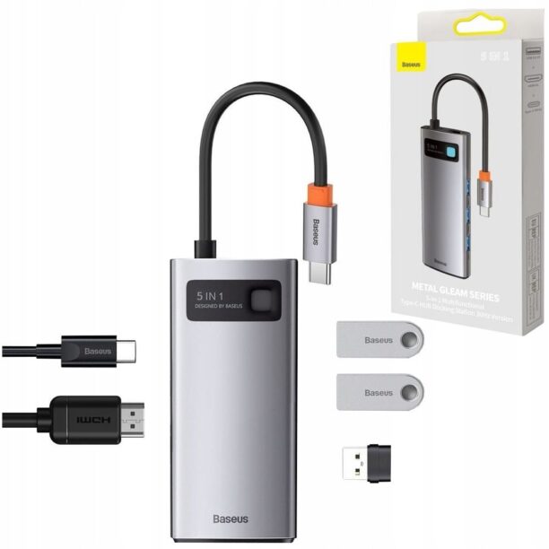 Докинг станция Baseus USB-C Metal Gleam Series 5-in-1 Hub