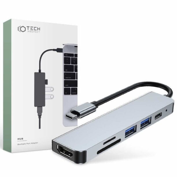 Докинг станция Tech-Protect USB-C Hub 6in1 v4