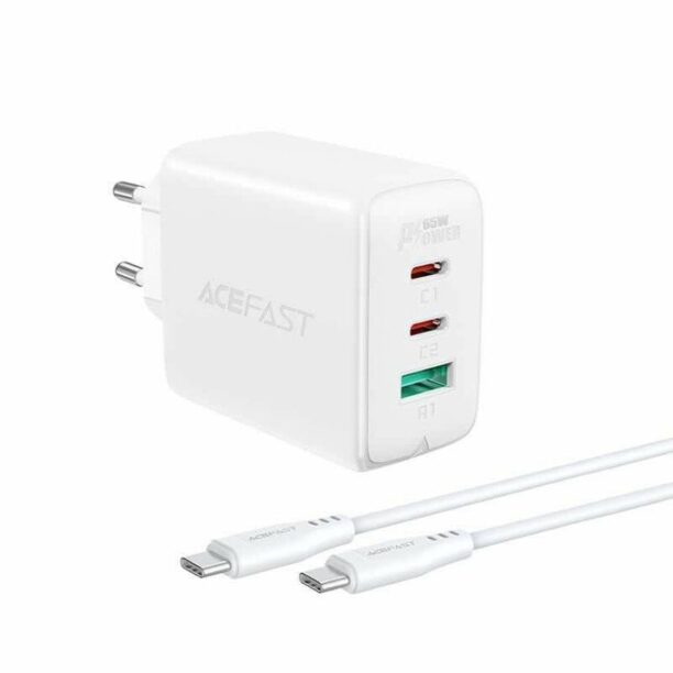 Зарядно устройство Acefast A17 65W GaN Charger White