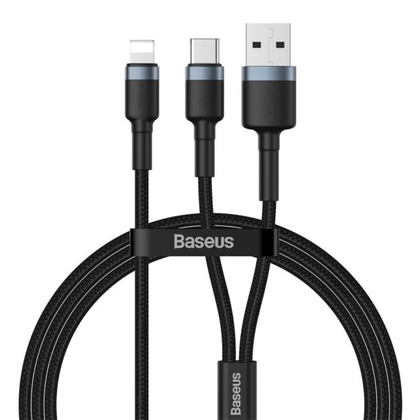 Кабел Baseus Cafule USB + USB-C to Lightning Cable PD 18W (CATKLF-ELG1)