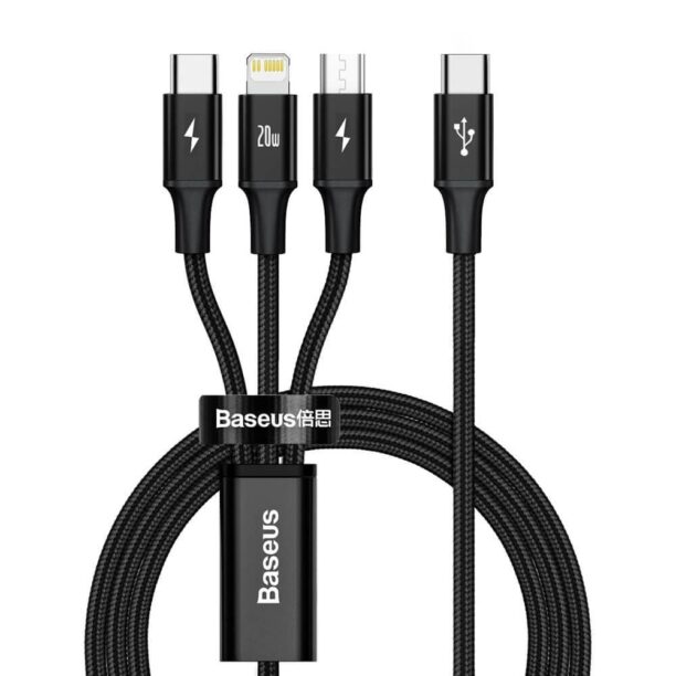 Кабел Baseus Rapid 3-in-1 USB 20W Cable (CAMLT-SC01)