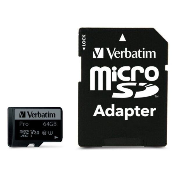 Карта памет 64GB microSDXC с адаптер Verbatim Pro