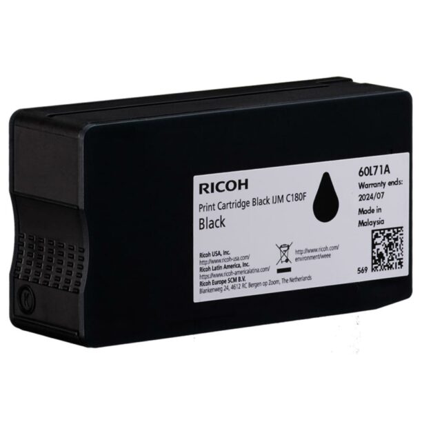 Касета за Ricoh IJM C180F - Black - 408517 - Ricoh - оригинален - Заб.: 2000 бр. копия цена