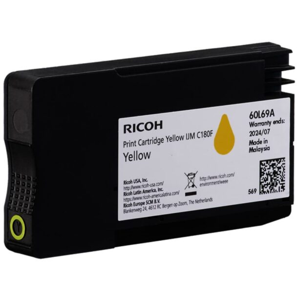 Касета за Ricoh IJM C180F - Yellow - 408520 - Ricoh - оригинален - Заб.: 1600 бр. копия цена