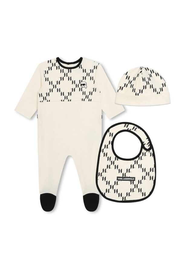 Памучен гащеризон - лигавник и шапка - 3 части KARL LAGERFELD KIDS