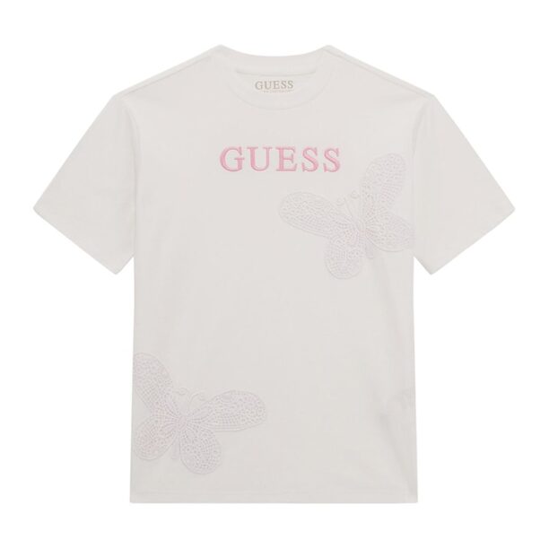 Памучна тениска с бродерии GUESS