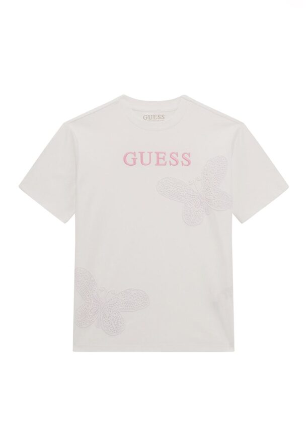 Памучна тениска с бродерии GUESS