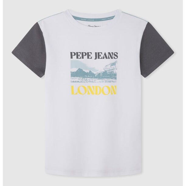 Памучна тениска с контрастни ръкави Pepe Jeans London