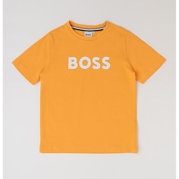 Памучна тениска с лого BOSS Kidswear